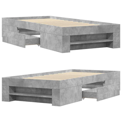 vidaXL Bed Frame without Mattress Concrete Grey 100x200cm Engineered Wood