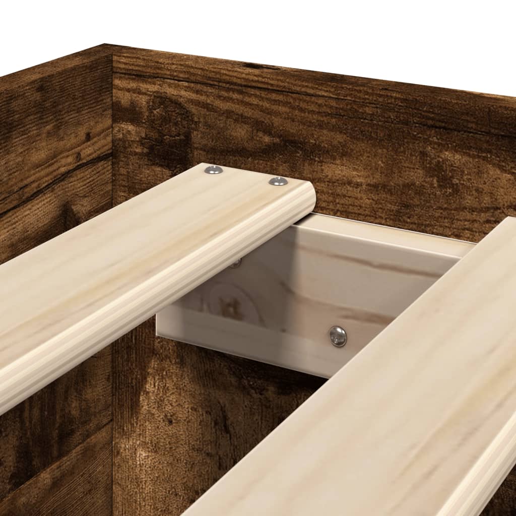 vidaXL Bed Frame without Mattress Smoked Oak 100x200 cm Engineered Wood