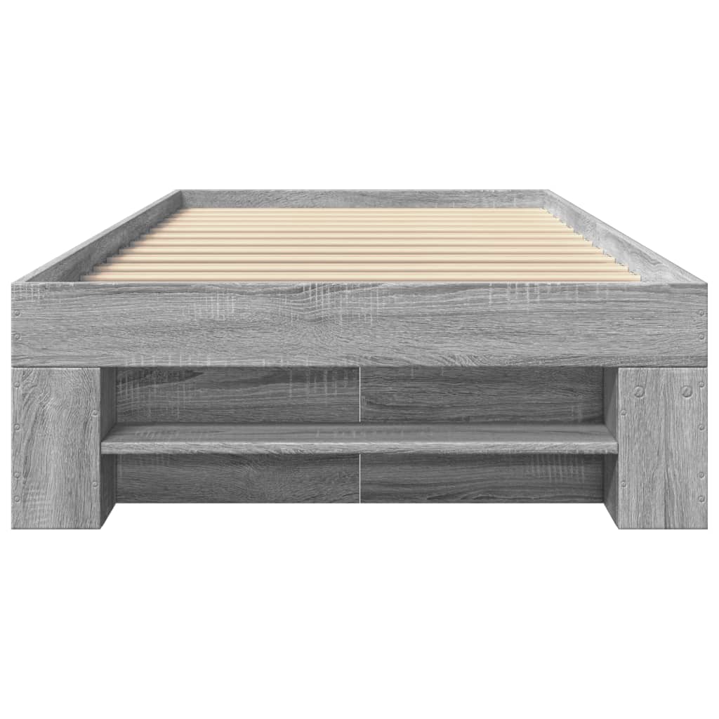 vidaXL Bed Frame without Mattress Grey Sonoma 100x200 cm Engineered Wood