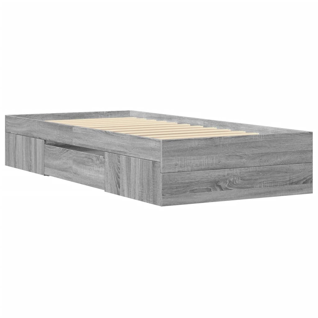 vidaXL Bed Frame without Mattress Grey Sonoma 100x200 cm Engineered Wood