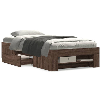 vidaXL Bed Frame without Mattress Brown Oak 100x200 cm Engineered Wood