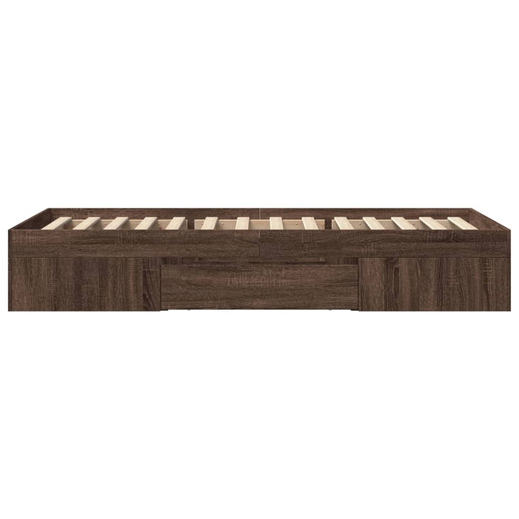vidaXL Bed Frame without Mattress Brown Oak 100x200 cm Engineered Wood