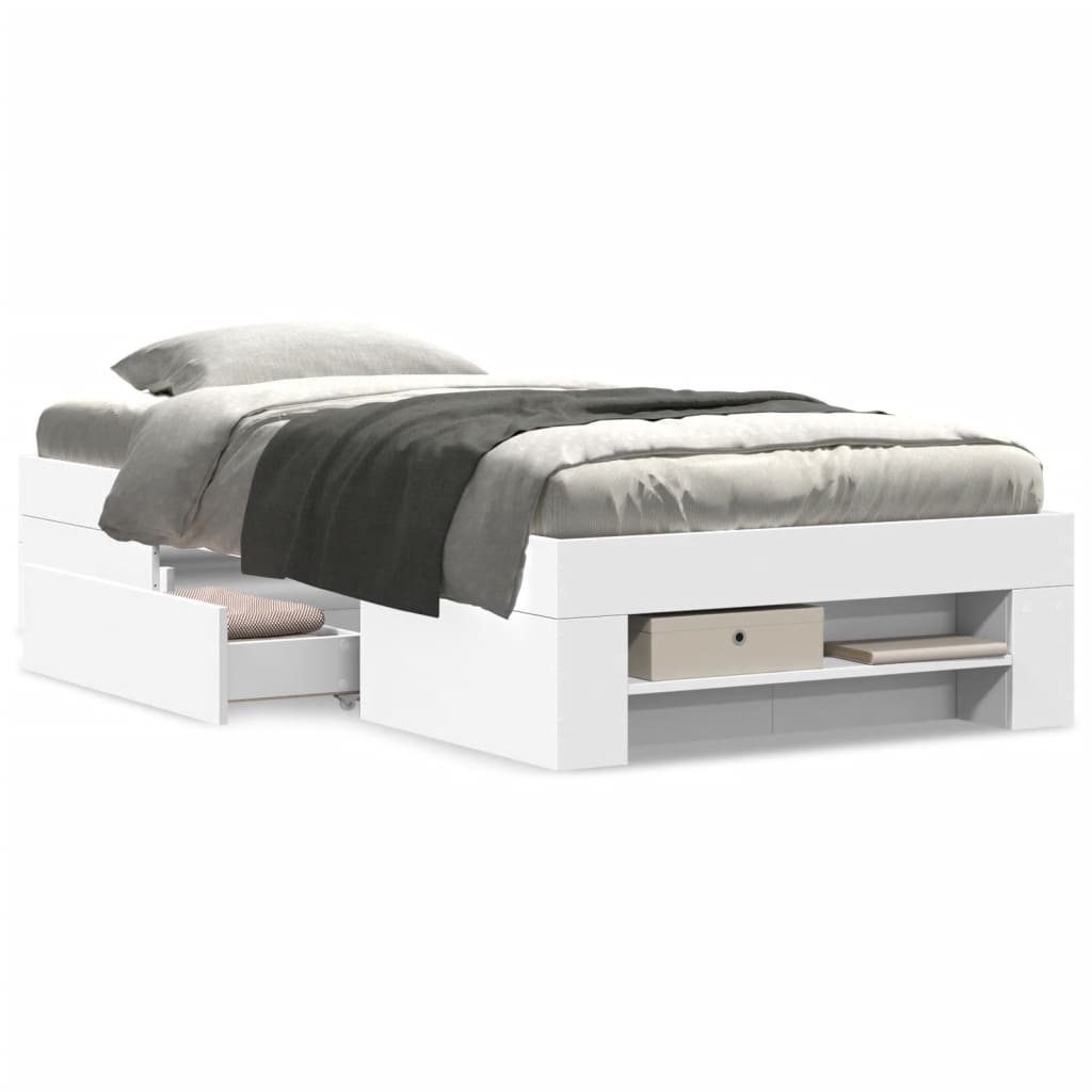 vidaXL Bed Frame without Mattress White 90x200 cm Engineered Wood