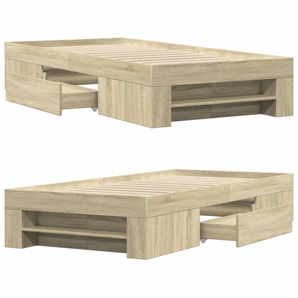 vidaXL Bed Frame without Mattress Sonoma Oak 90x200 cm Engineered Wood