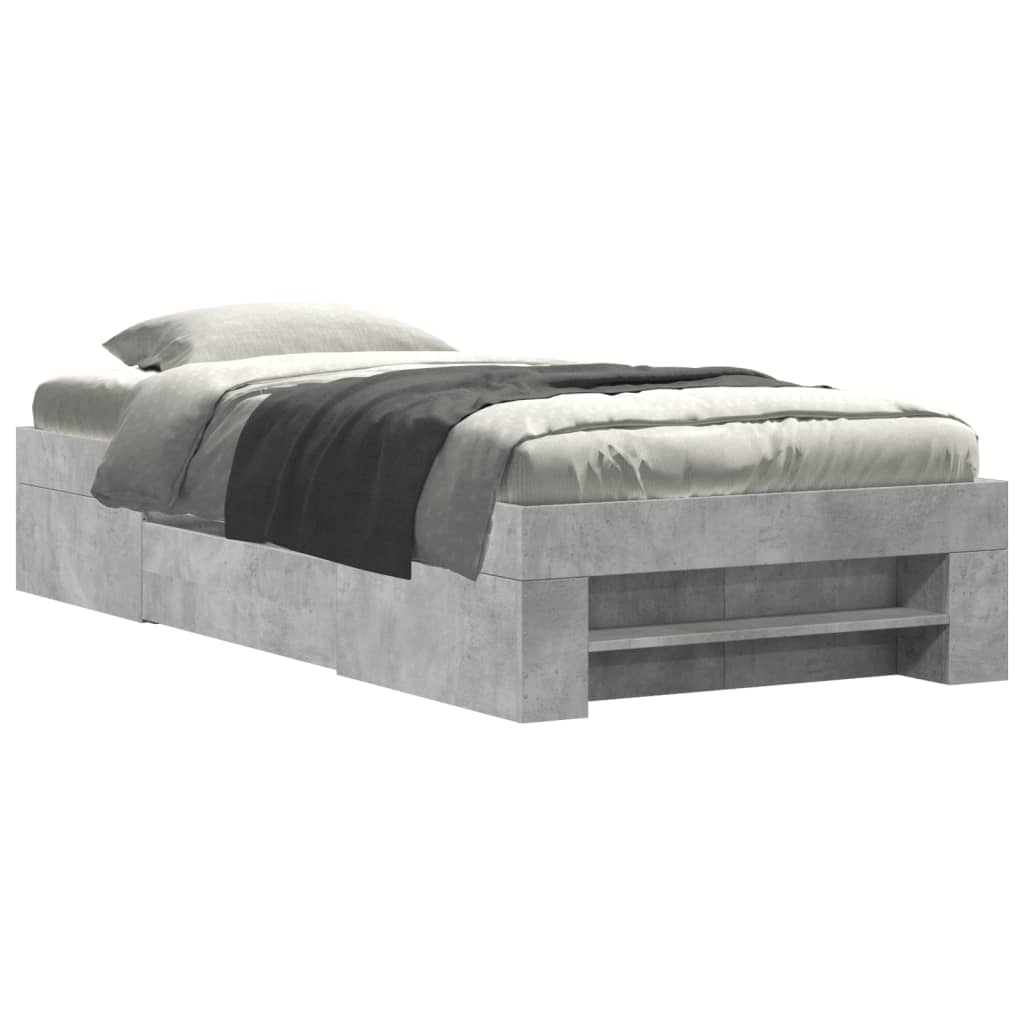 vidaXL Bed Frame without Mattress Concrete Grey 90x200cm Engineered Wood