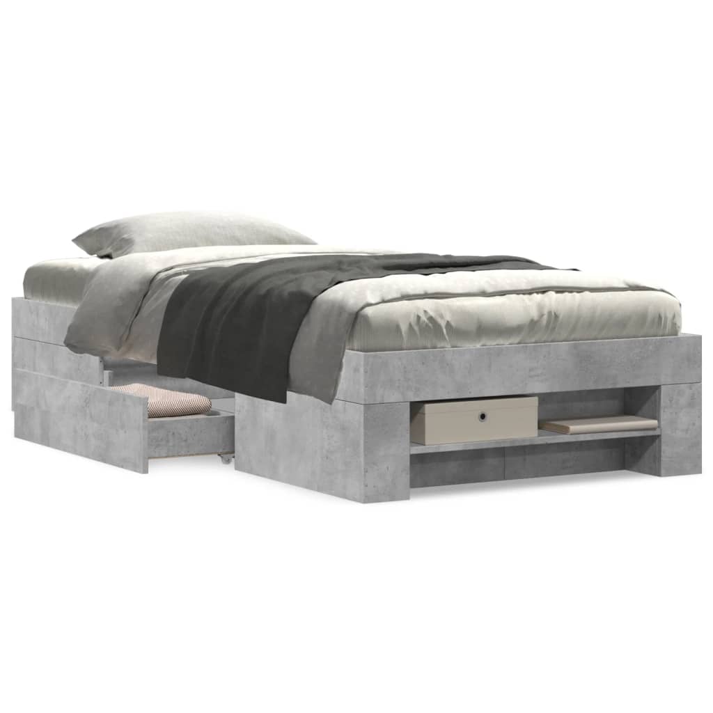 vidaXL Bed Frame without Mattress Concrete Grey 90x200cm Engineered Wood