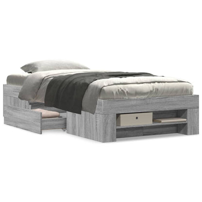 vidaXL Bed Frame without Mattress Grey Sonoma 90x200 cm Engineered Wood