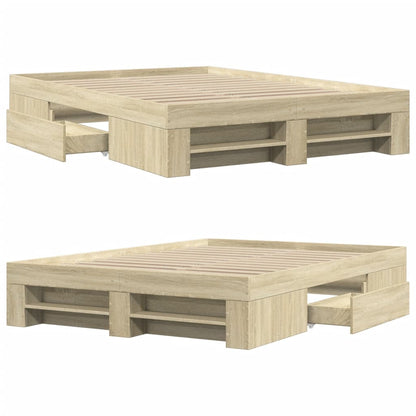 vidaXL Bed Frame without Mattress Sonoma Oak 140x190 cm Engineered Wood