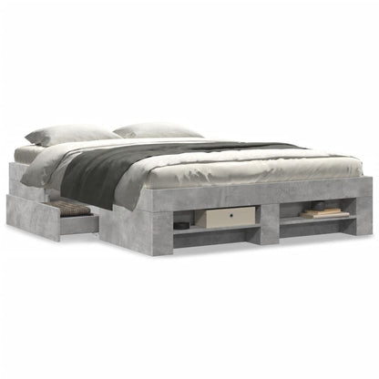 vidaXL Bed Frame without Mattress Concrete Grey 140x190cm Engineered Wood
