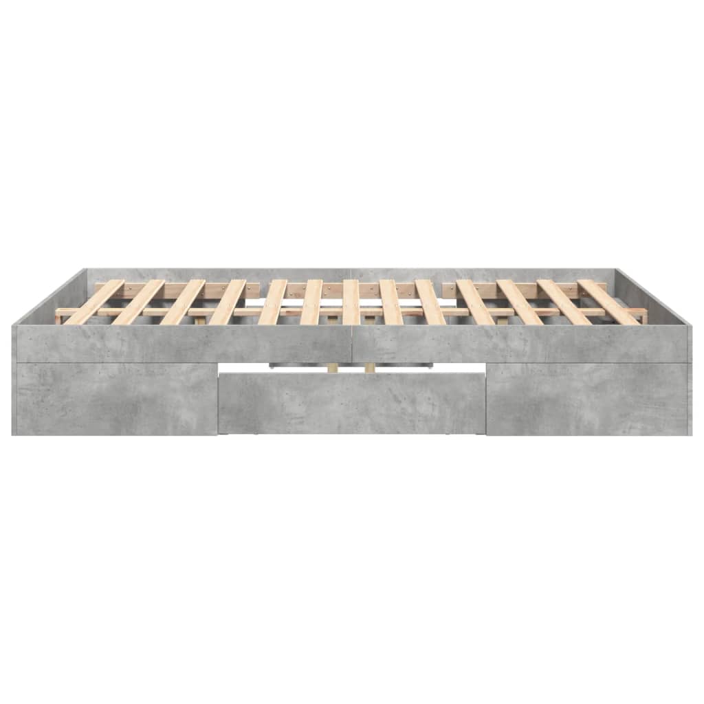 vidaXL Bed Frame without Mattress Concrete Grey 140x190cm Engineered Wood