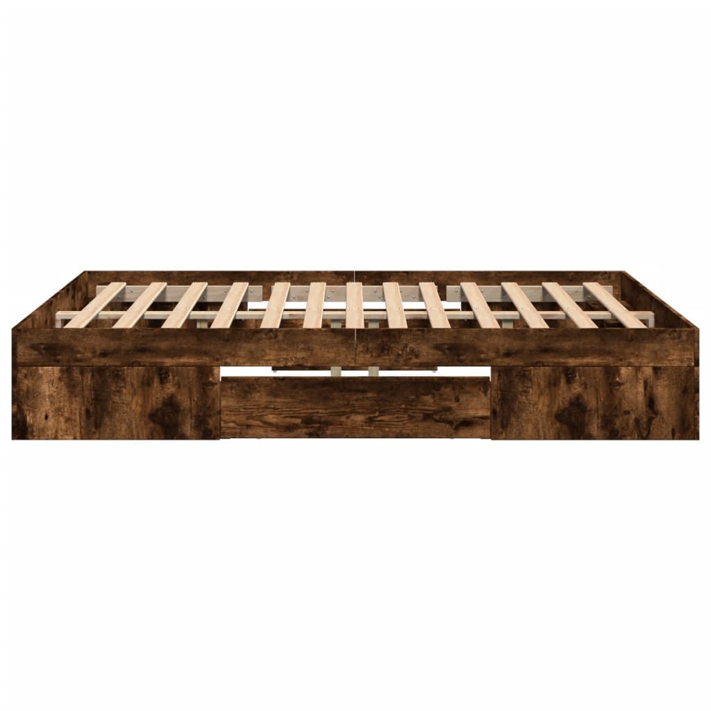vidaXL Bed Frame without Mattress Smoked Oak 140x190 cm Engineered Wood