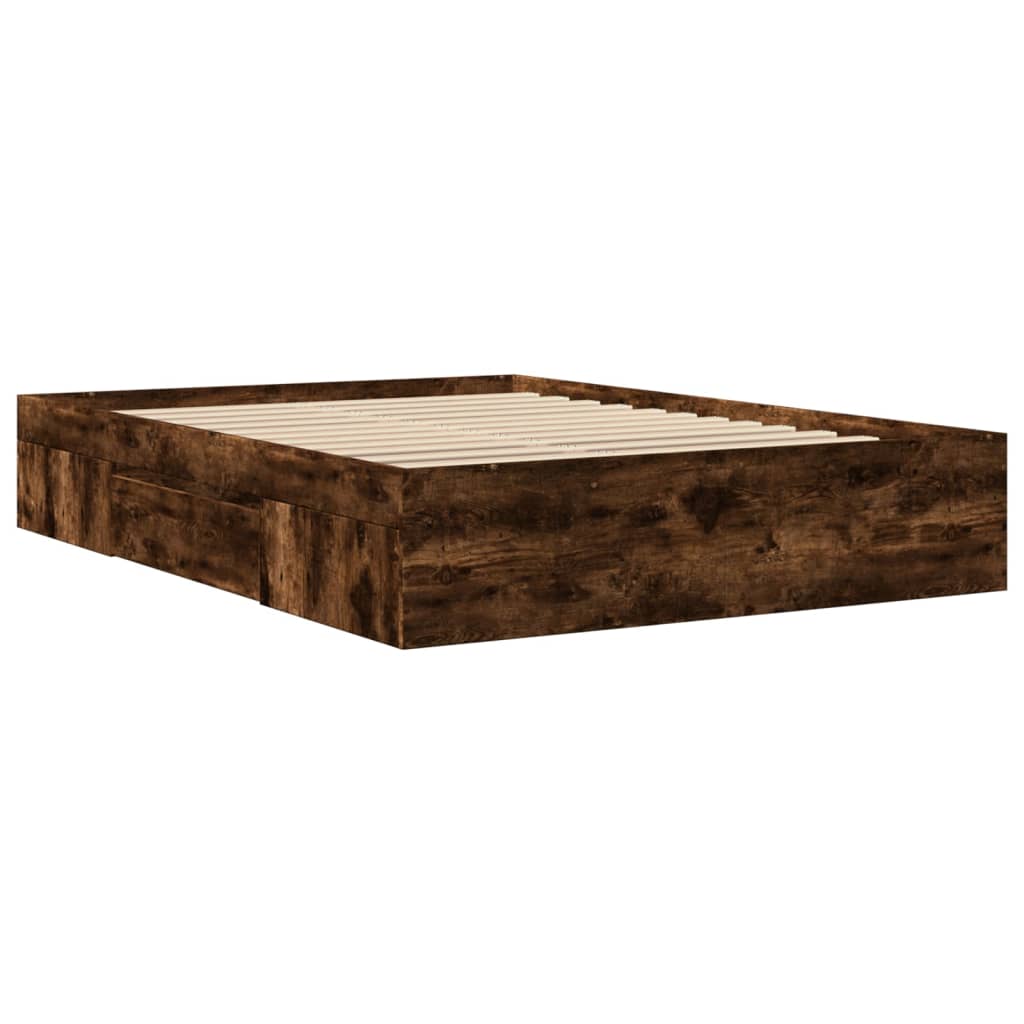 vidaXL Bed Frame without Mattress Smoked Oak 140x190 cm Engineered Wood