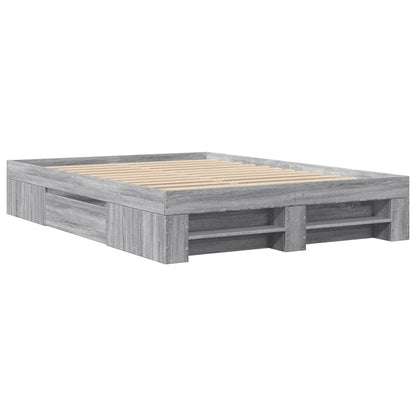 vidaXL Bed Frame without Mattress Grey Sonoma 140x190 cm Engineered Wood