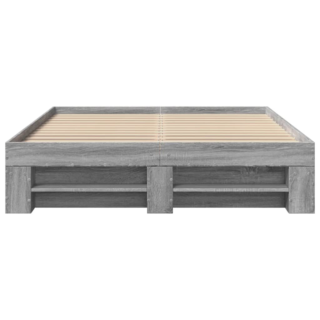 vidaXL Bed Frame without Mattress Grey Sonoma 140x190 cm Engineered Wood
