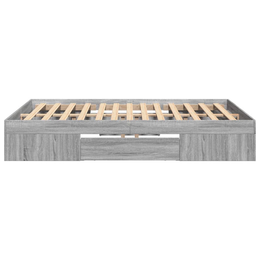 vidaXL Bed Frame without Mattress Grey Sonoma 140x190 cm Engineered Wood