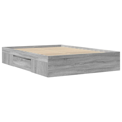 vidaXL Bed Frame without Mattress Grey Sonoma 140x190 cm Engineered Wood