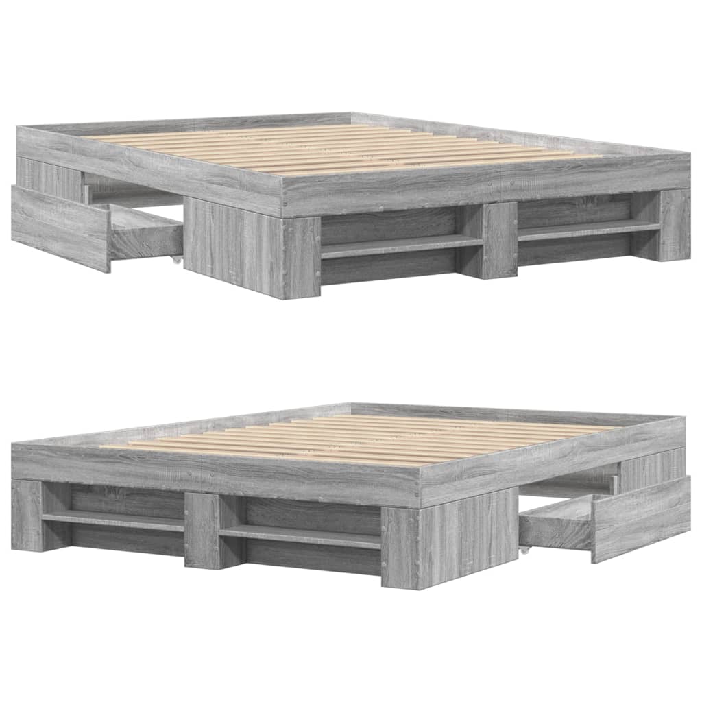 vidaXL Bed Frame without Mattress Grey Sonoma 140x190 cm Engineered Wood