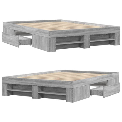 vidaXL Bed Frame without Mattress Grey Sonoma 140x190 cm Engineered Wood