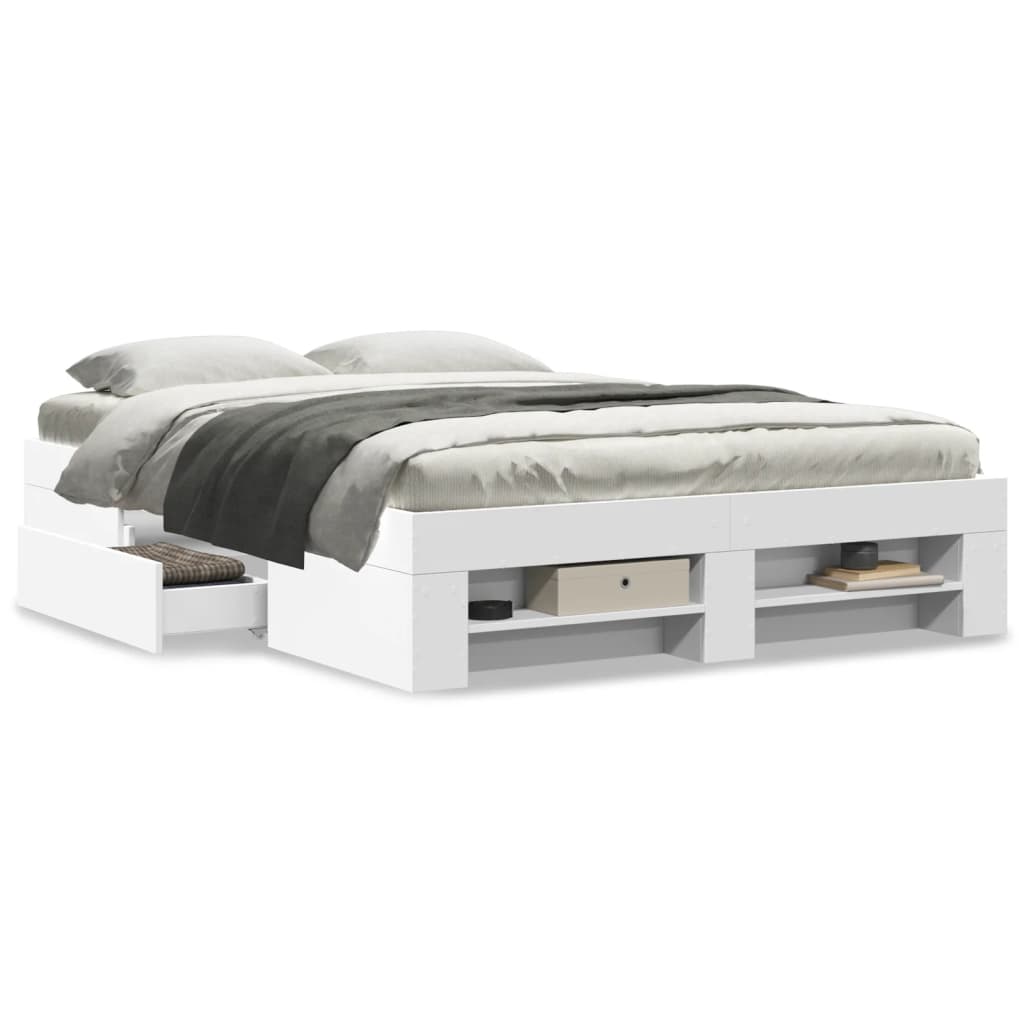 vidaXL Bed Frame without Mattress White 135x190 cm Double Engineered Wood