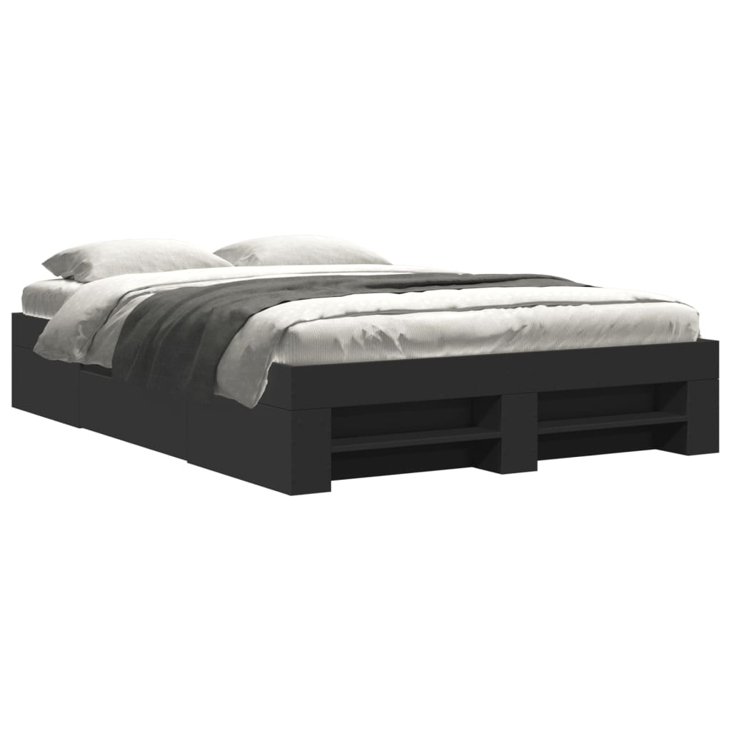 vidaXL Bed Frame without Mattress Black 135x190 cm Double Engineered Wood