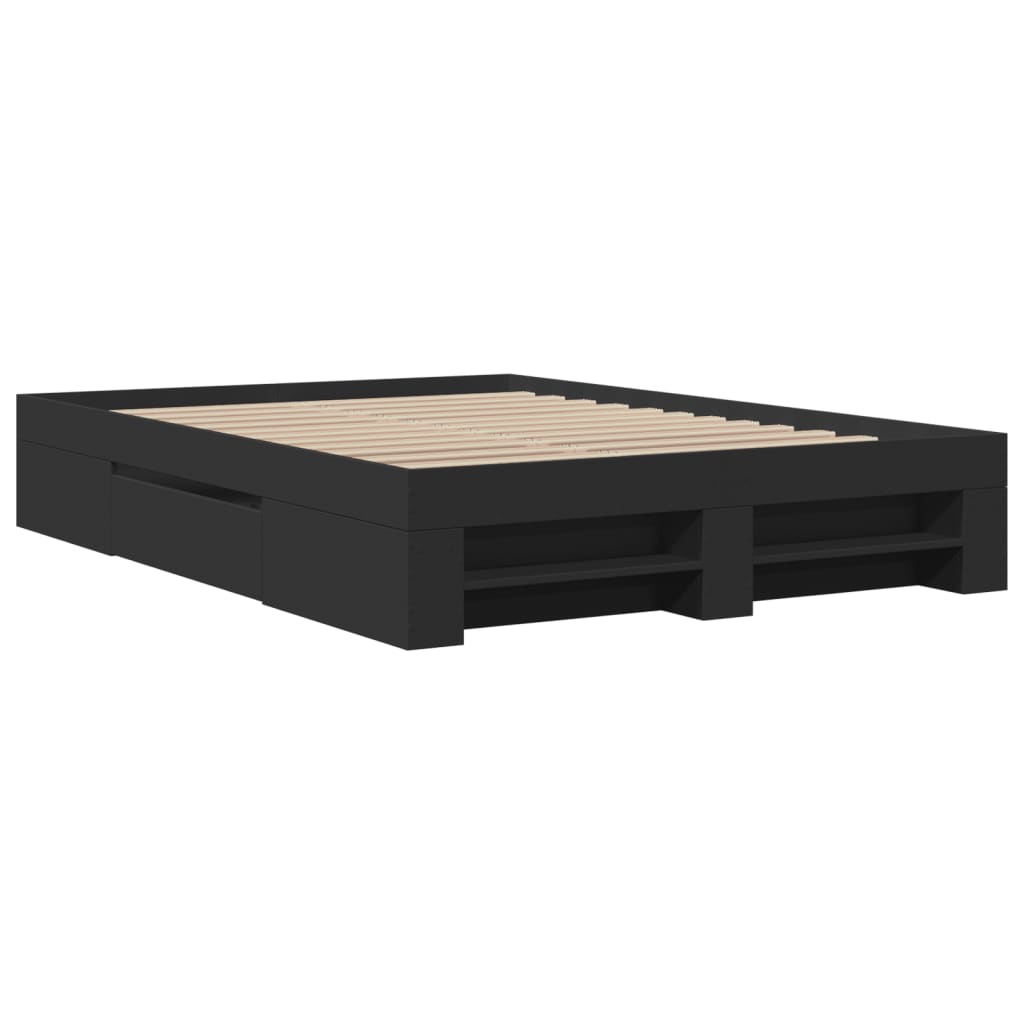 vidaXL Bed Frame without Mattress Black 135x190 cm Double Engineered Wood