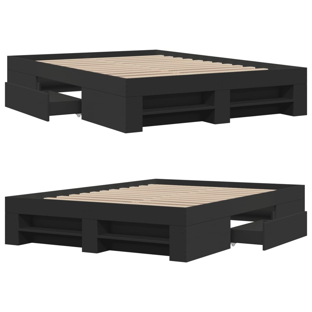 vidaXL Bed Frame without Mattress Black 135x190 cm Double Engineered Wood