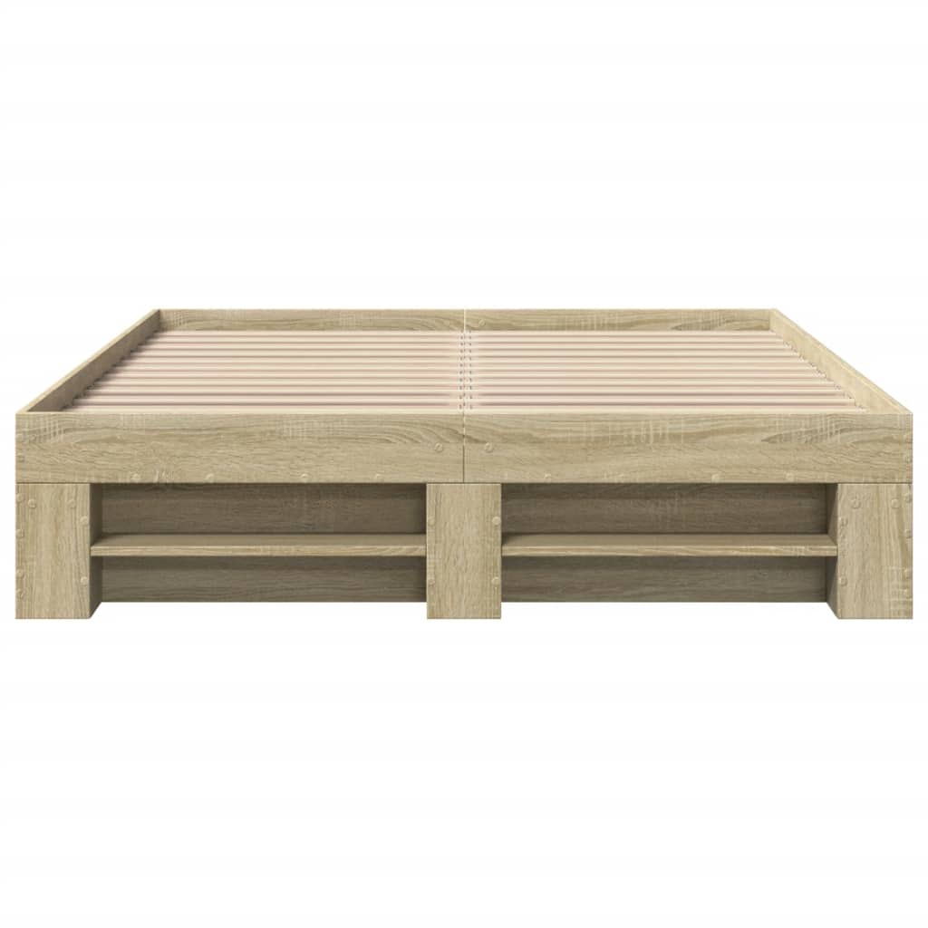 vidaXL Bed Frame without Mattress Sonoma Oak 135x190 cm Double Engineered Wood