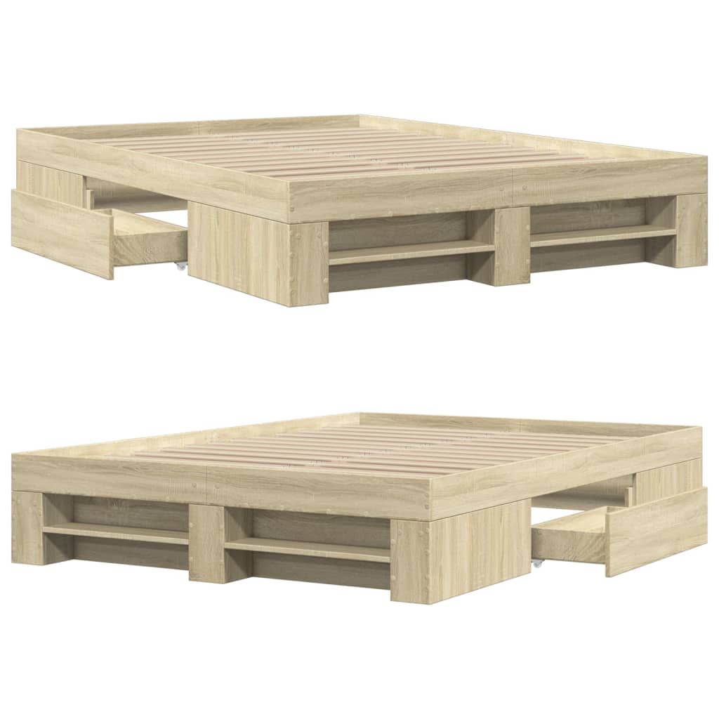 vidaXL Bed Frame without Mattress Sonoma Oak 135x190 cm Double Engineered Wood