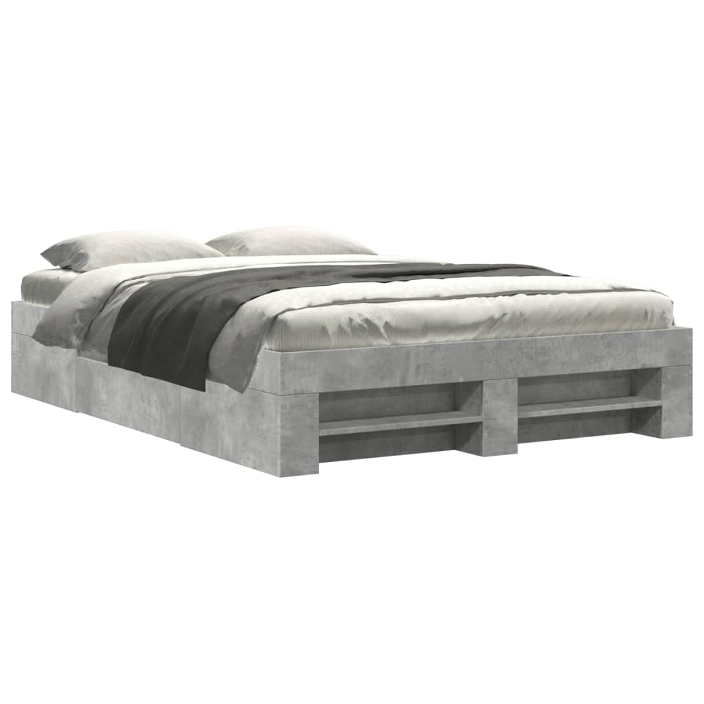 vidaXL Bed Frame without Mattress Concrete Grey 135x190cm Engineered Wood