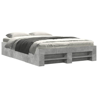 vidaXL Bed Frame without Mattress Concrete Grey 135x190cm Engineered Wood