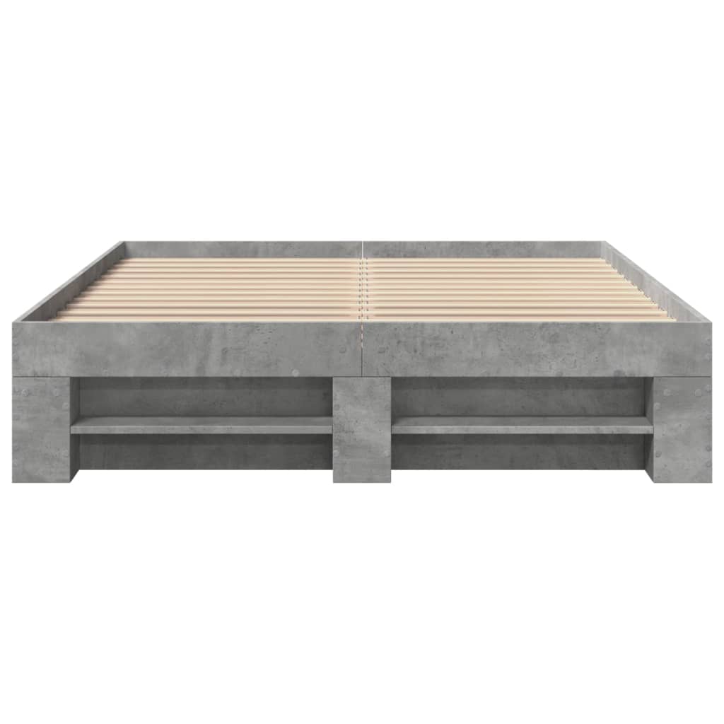 vidaXL Bed Frame without Mattress Concrete Grey 135x190cm Engineered Wood