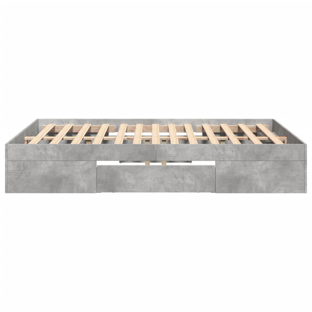 vidaXL Bed Frame without Mattress Concrete Grey 135x190cm Engineered Wood