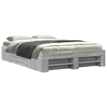 vidaXL Bed Frame without Mattress Grey Sonoma 135x190 cm Double Engineered Wood