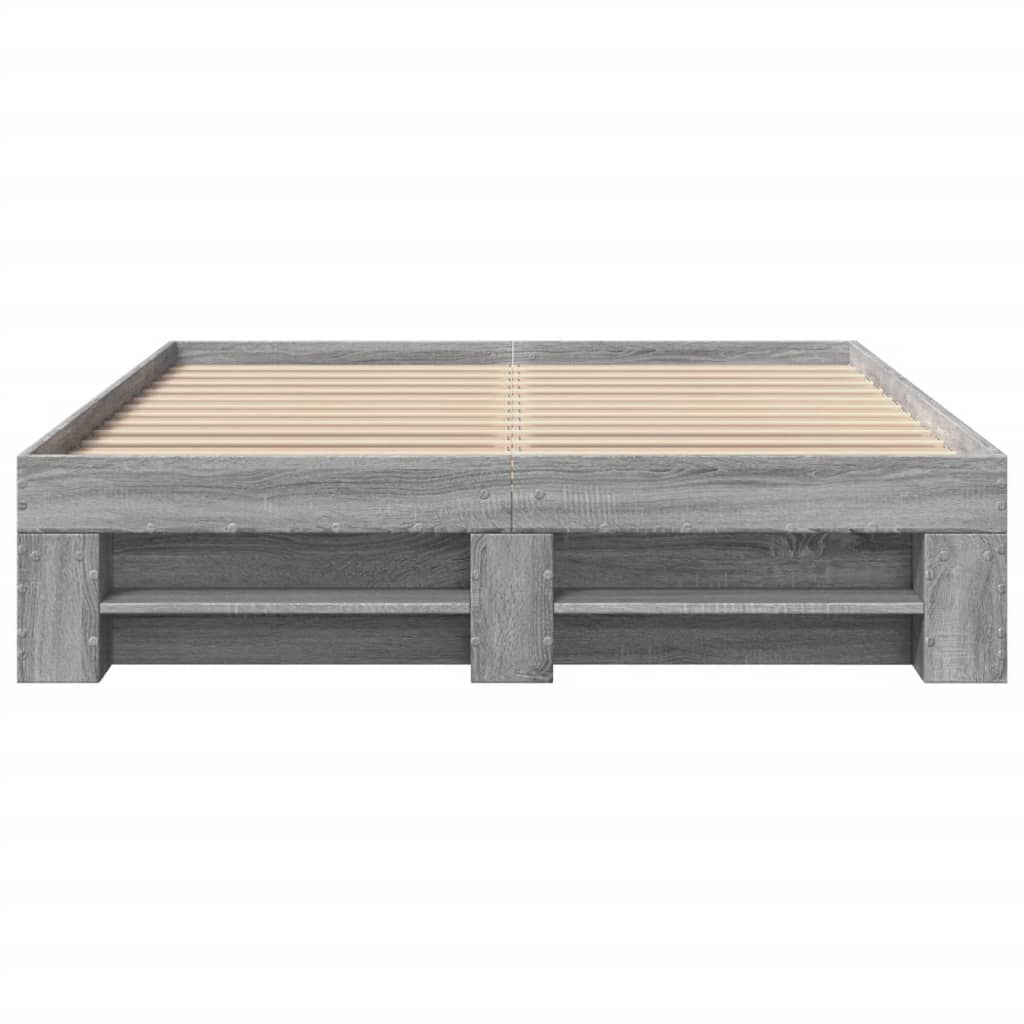 vidaXL Bed Frame without Mattress Grey Sonoma 135x190 cm Double Engineered Wood
