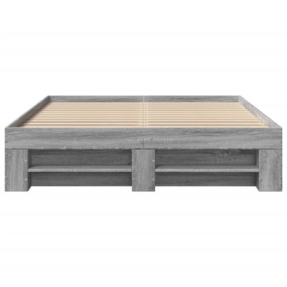 vidaXL Bed Frame without Mattress Grey Sonoma 135x190 cm Double Engineered Wood