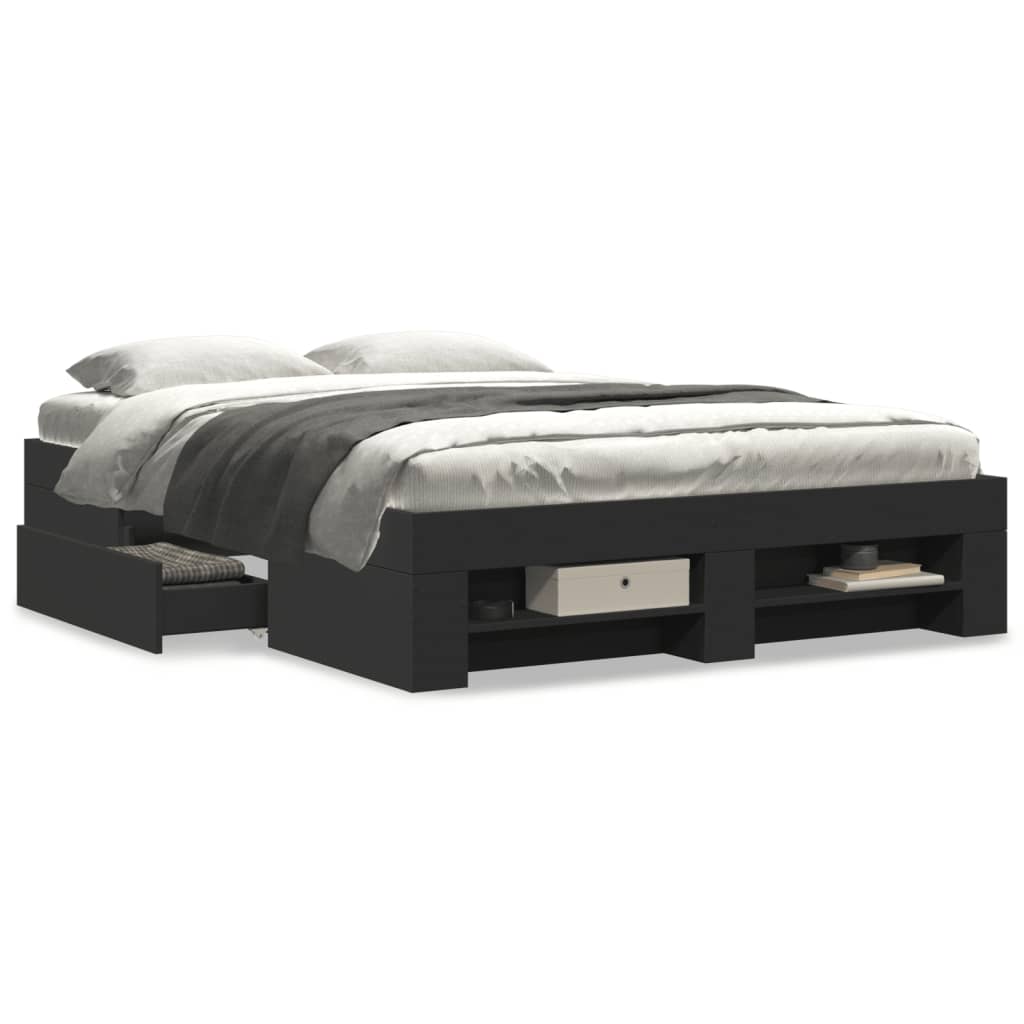 vidaXL Bed Frame without Mattress Black 120x190 cm Small Double Engineered Wood