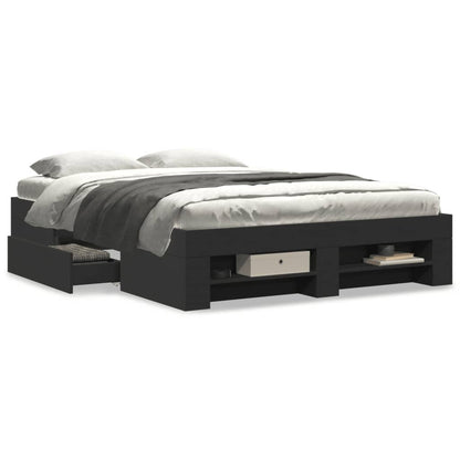 vidaXL Bed Frame without Mattress Black 120x190 cm Small Double Engineered Wood