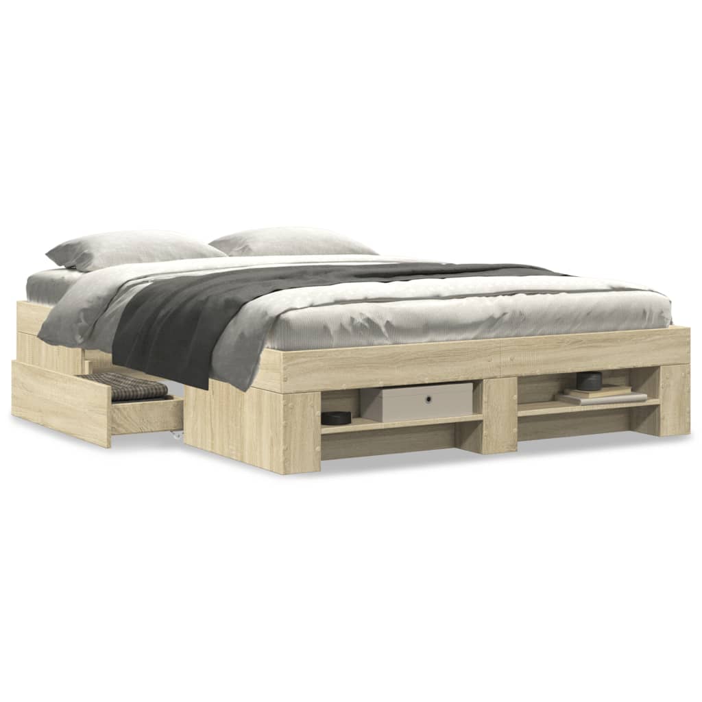 vidaXL Bed Frame without Mattress Sonoma Oak 120x190 cm Small Double Engineered Wood