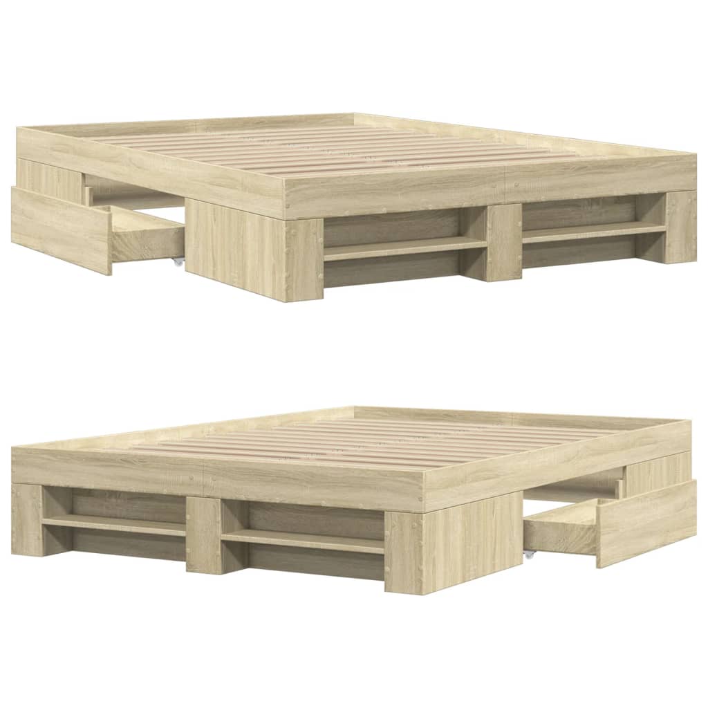 vidaXL Bed Frame without Mattress Sonoma Oak 120x190 cm Small Double Engineered Wood