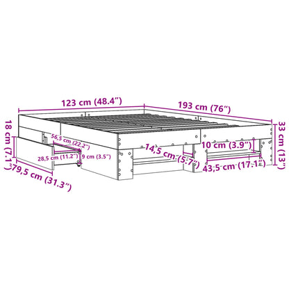 vidaXL Bed Frame without Mattress Sonoma Oak 120x190 cm Small Double Engineered Wood