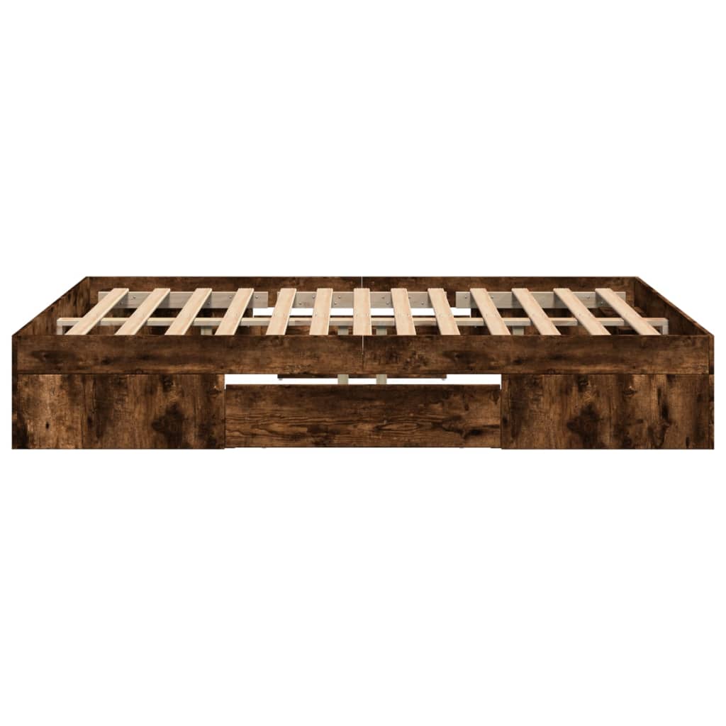 vidaXL Bed Frame without Mattress Smoked Oak 120x190 cm Small Double Engineered Wood