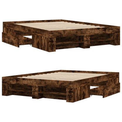 vidaXL Bed Frame without Mattress Smoked Oak 120x190 cm Small Double Engineered Wood