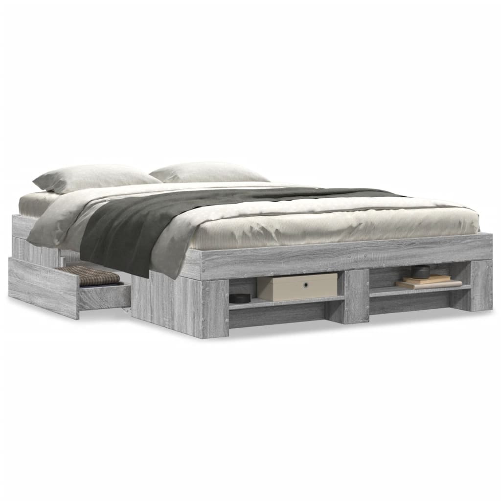 vidaXL Bed Frame without Mattress Grey Sonoma 120x190 cm Small Double Engineered Wood