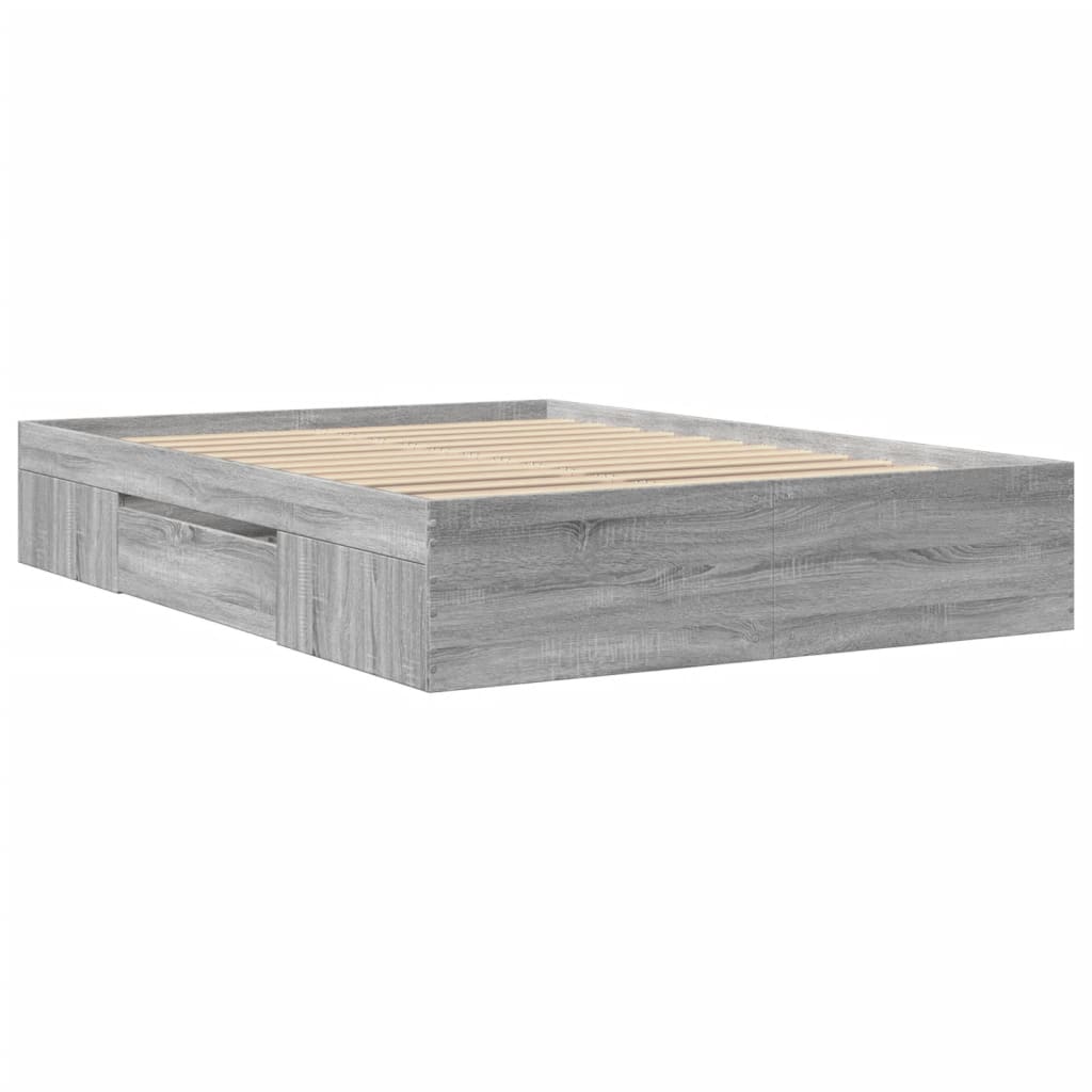 vidaXL Bed Frame without Mattress Grey Sonoma 120x190 cm Small Double Engineered Wood