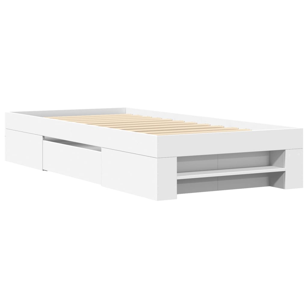 vidaXL Bed Frame without Mattress White 90x190 cm Single Engineered Wood