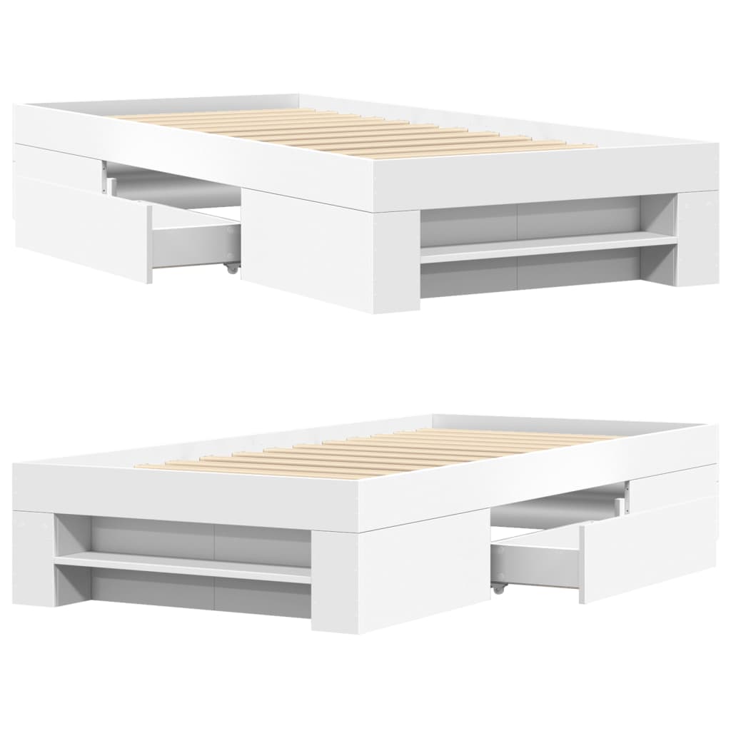 vidaXL Bed Frame without Mattress White 90x190 cm Single Engineered Wood