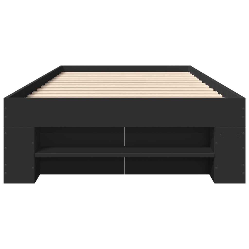 vidaXL Bed Frame without Mattress Black 90x190 cm Single Engineered Wood