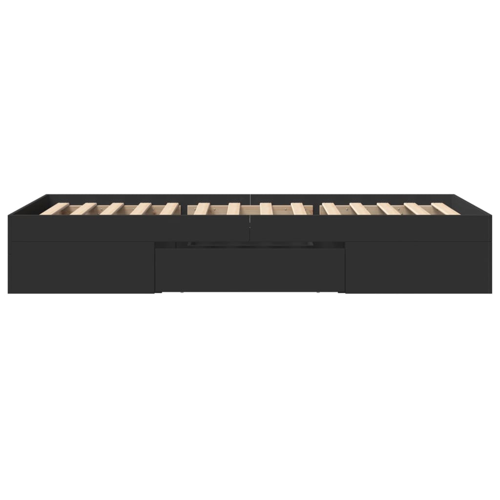 vidaXL Bed Frame without Mattress Black 90x190 cm Single Engineered Wood