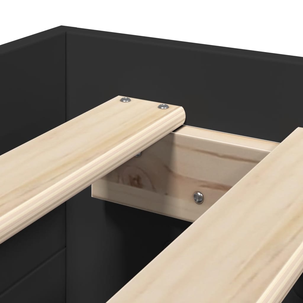 vidaXL Bed Frame without Mattress Black 90x190 cm Single Engineered Wood