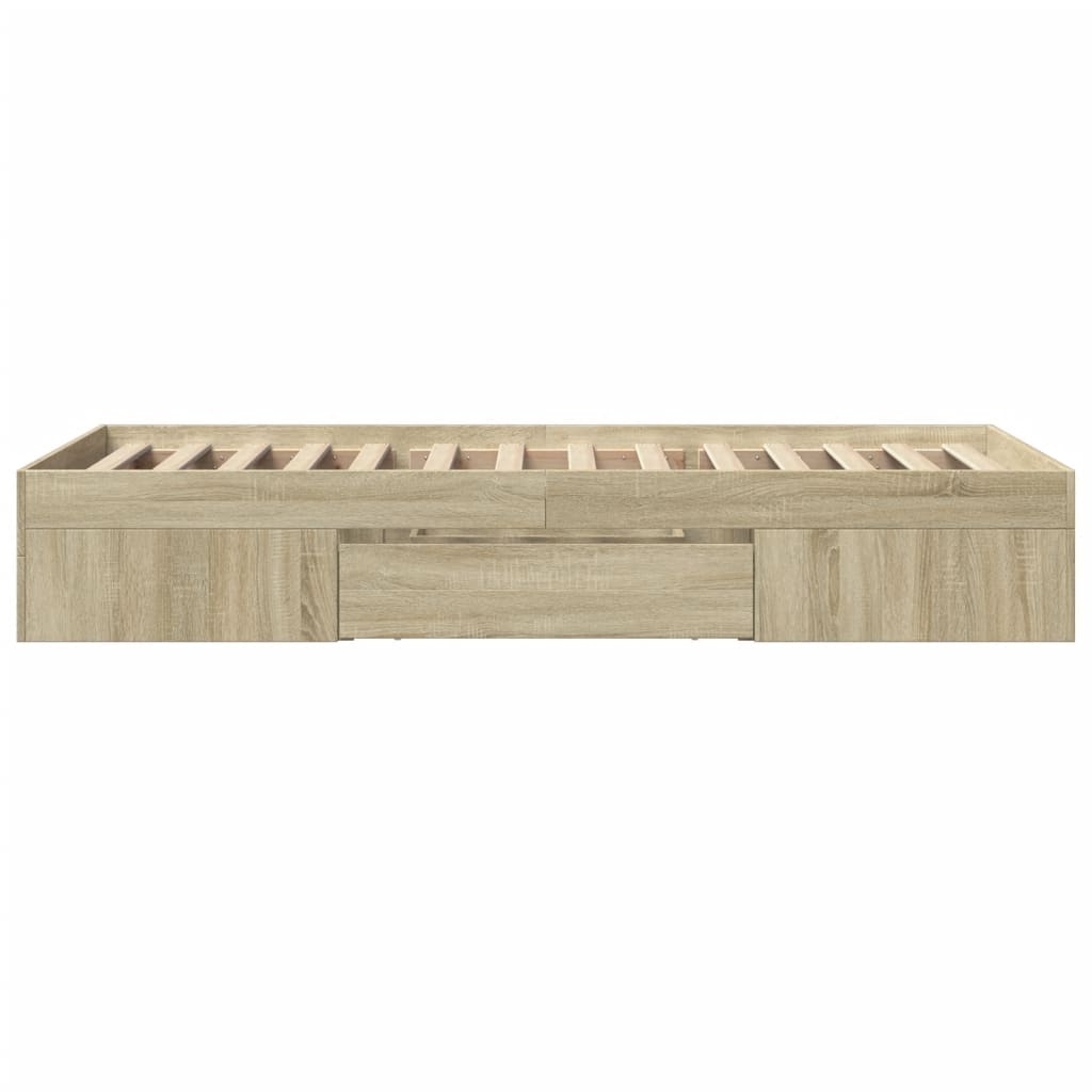 vidaXL Bed Frame without Mattress Sonoma Oak 90x190 cm Single Engineered Wood